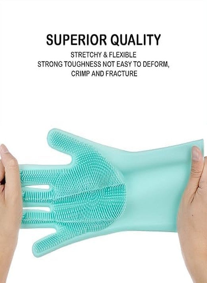 فلوليس قفازات سيليكون سحرية لغسل الأطباق، مناسبة للمطبخ، وغسل الأطباق، والعناية بالحيوانات الأليفة، وتنظيف السيارات والحمامات (متعددة الألوان، عبوة من قطعة واحدة) - Image 4